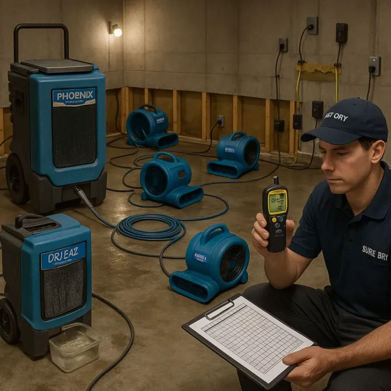 Structural Drying and Dehumidification process in Lucerne, CA